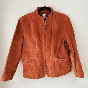 Vintage Five Diamonds Coral Suede Leather Jacket Full Zip Bomber Y2K XL